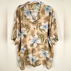 Reyn Spooner Sz XXL Regency Silk Jacquard Hawaiian Floral Shirt Men's Gorgeous